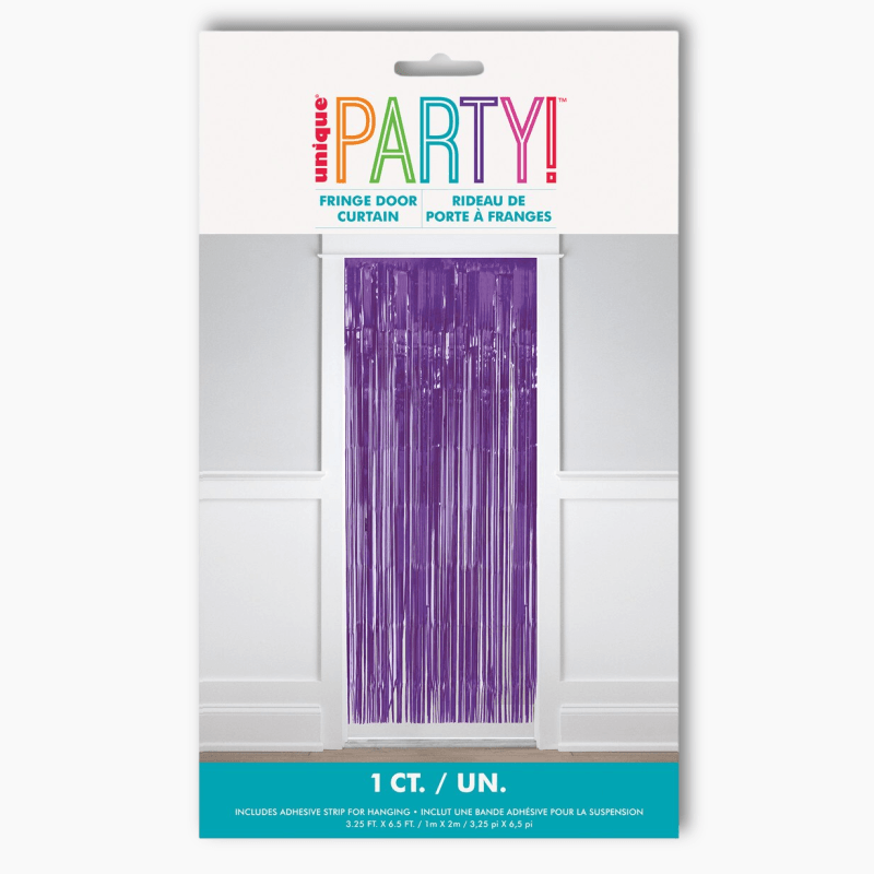 Foil fringe door curtain purple 1m x 2m for party backdrop decoration