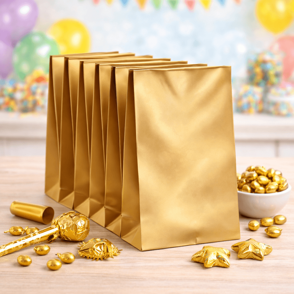 Gold party bags plain loot bags for birthday parties and events, empty paper favour bags Australia