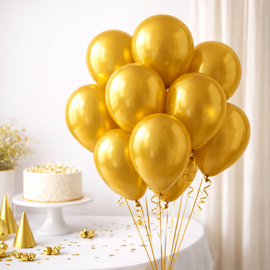 Metallic Gold 30cm party balloons pack of 10 in clear bag for party decorations
