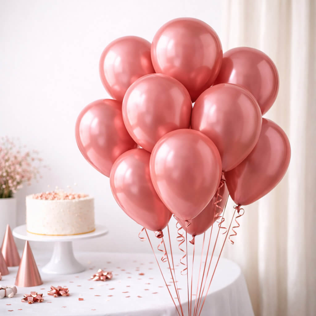 Rose Gold 30cm party balloons pack of 10 in clear bag for party decorations