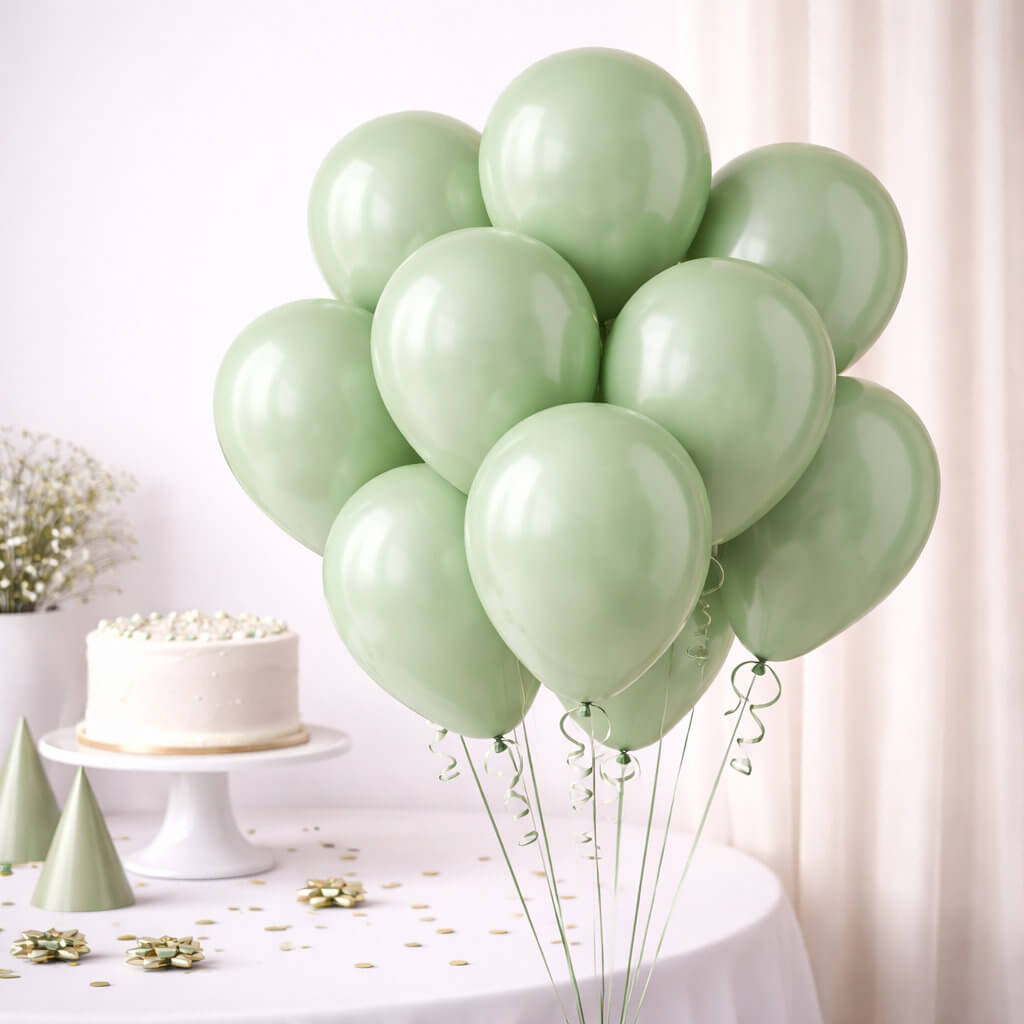 Pastel Green 30cm party balloons pack of 10 in clear bag for party decorations