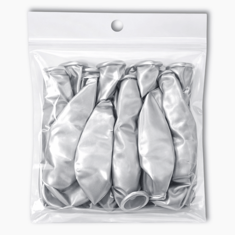 Metallic Silver 30cm party balloons pack of 10 in clear bag for party decorations