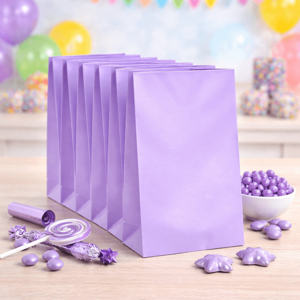 Lilac party bags plain loot bags for birthday parties and events, empty paper favour bags Australia