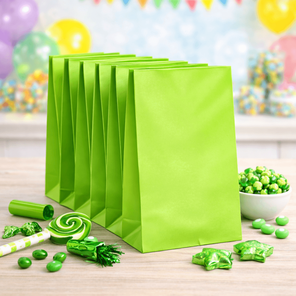 Lime green party bags plain loot bags for birthday parties and events, empty paper favour bags Australia