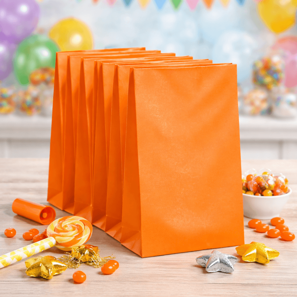 Orange party bags plain loot bags for birthday parties and events, empty paper favour bags Australia