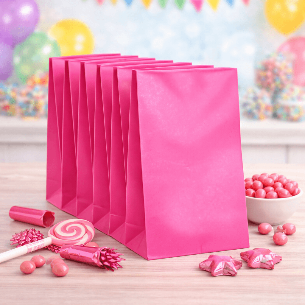 Pink party bags plain loot bags for birthday parties and events, empty paper favour bags Australia