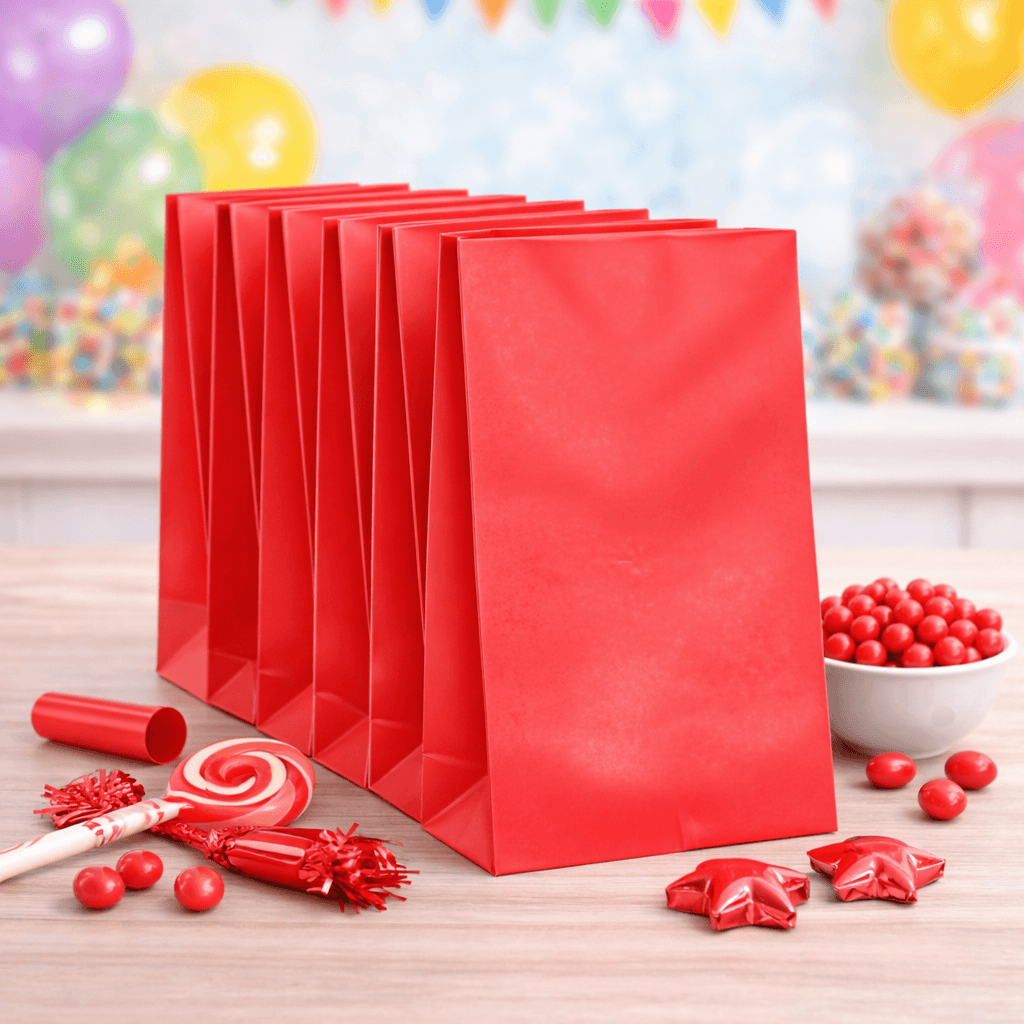 Red party bags plain loot bags for birthday parties and events, empty paper favour bags Australia