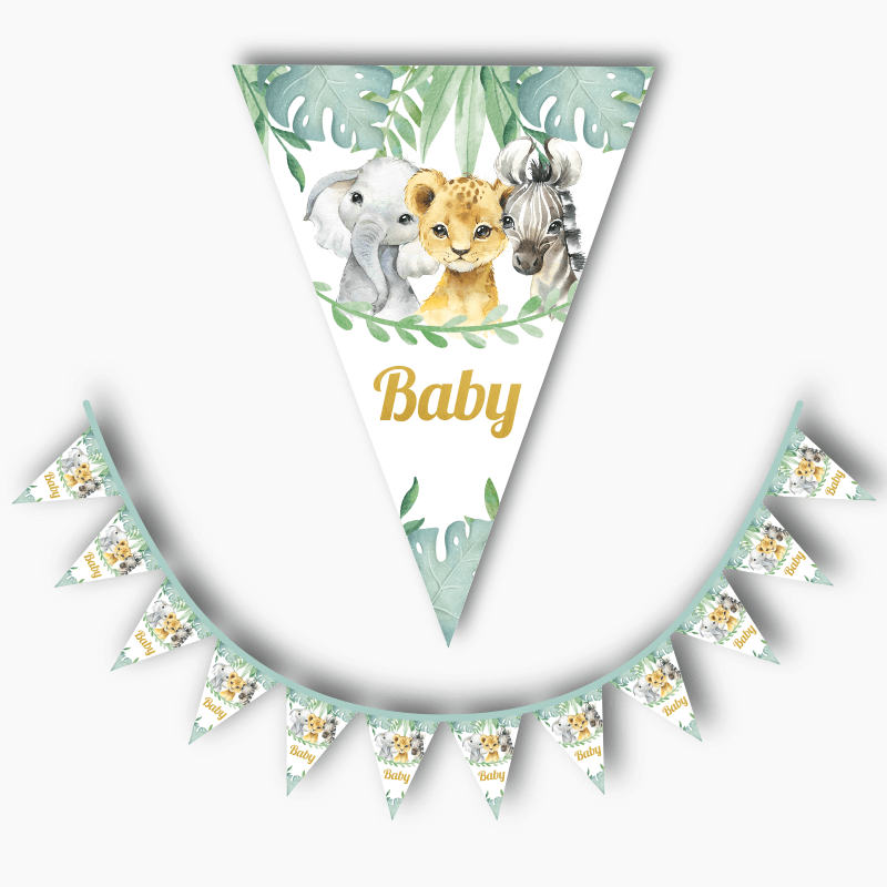 Personalised African Animals Baby Shower Flag Bunting