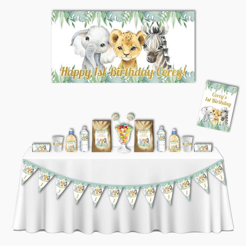Personalised African Animals Deluxe Birthday Party Decorations Pack