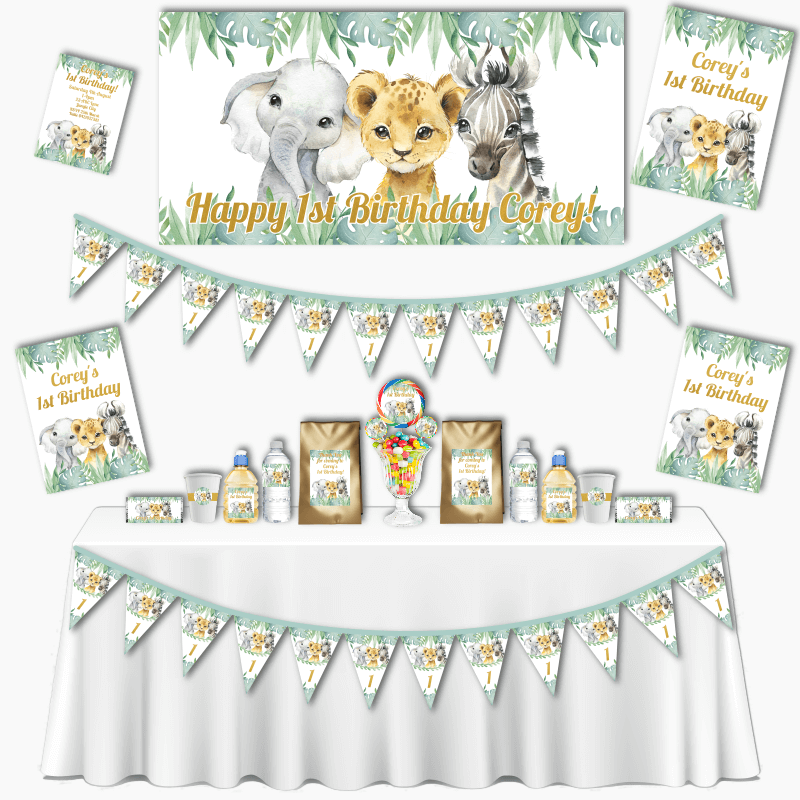 Personalised African Animals Grand Birthday Party Decorations Pack