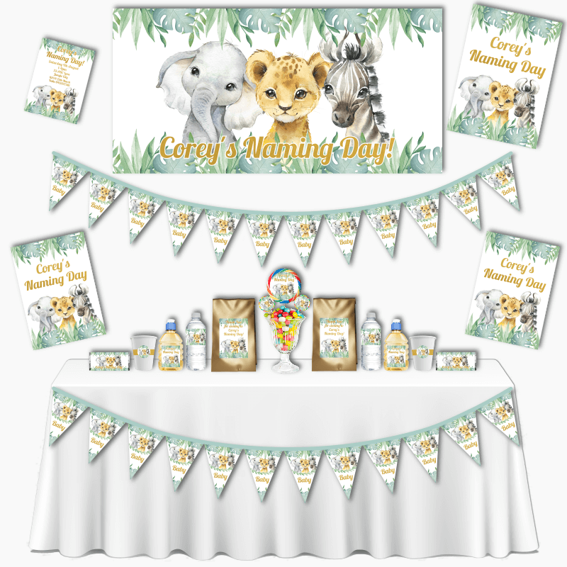 Personalised African Animals Grand Naming Day Decorations Pack