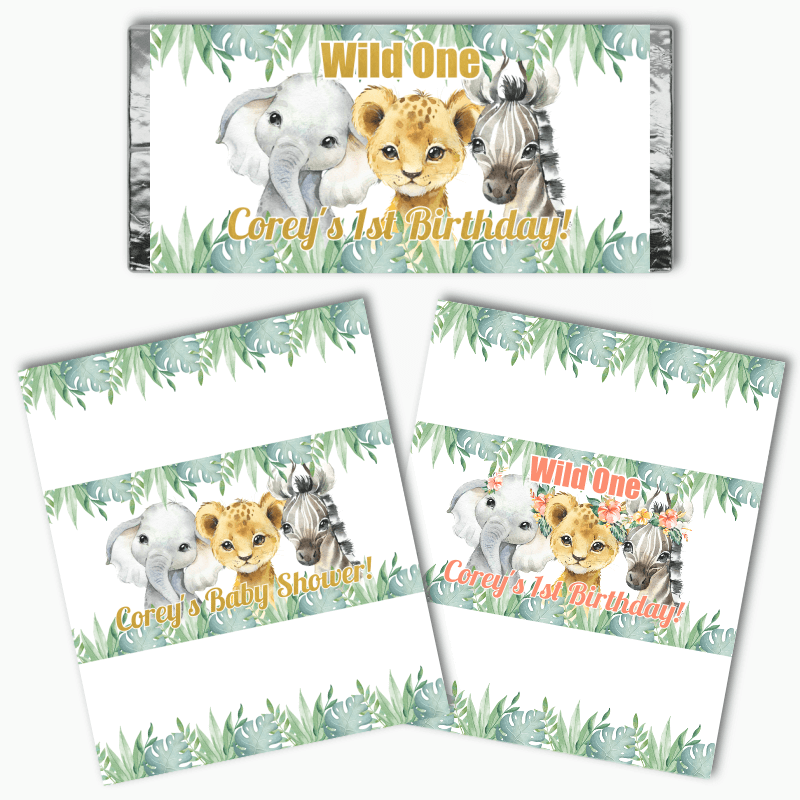 Personalised African Animals Party Mini Chocolate Labels