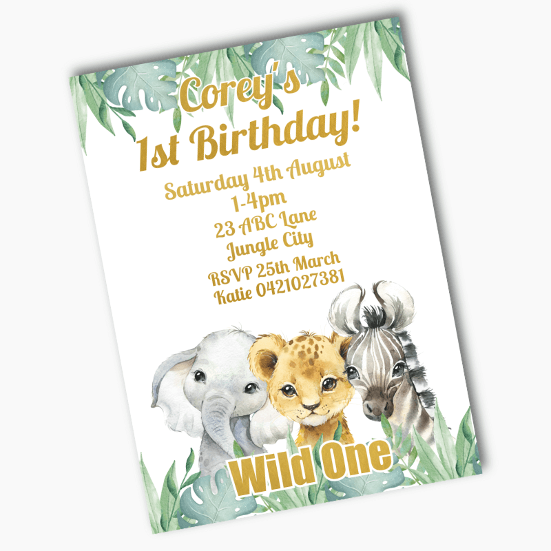 Personalised African Animals Birthday Party Invites