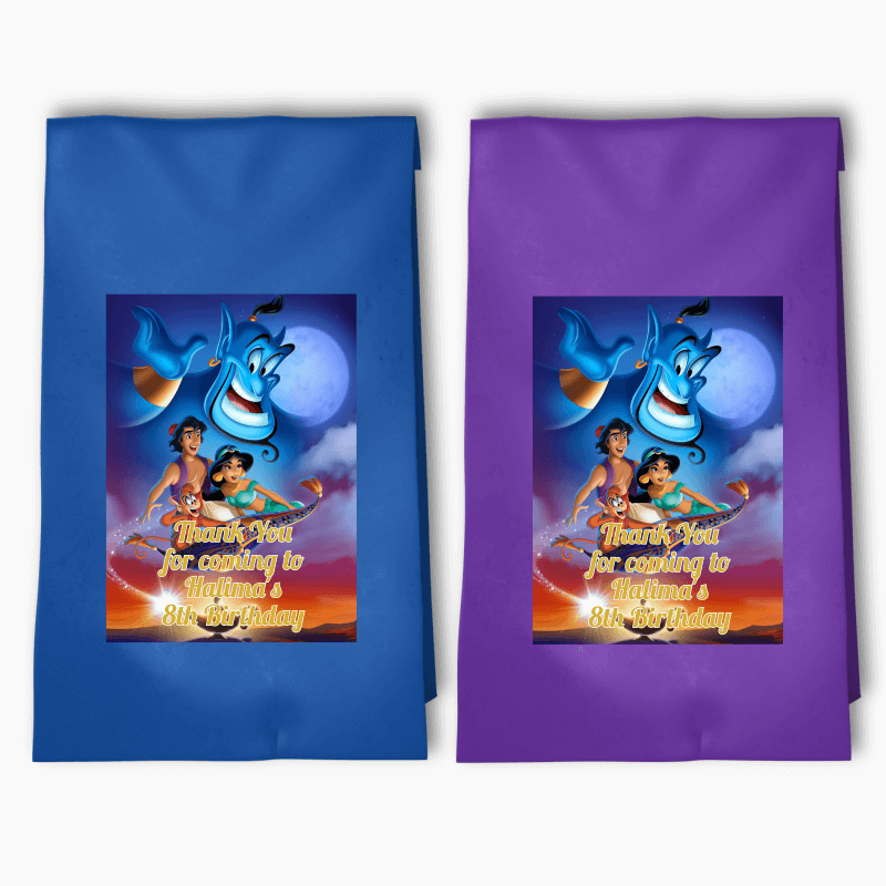 Personalised Aladdin Birthday Party Bags & Labels