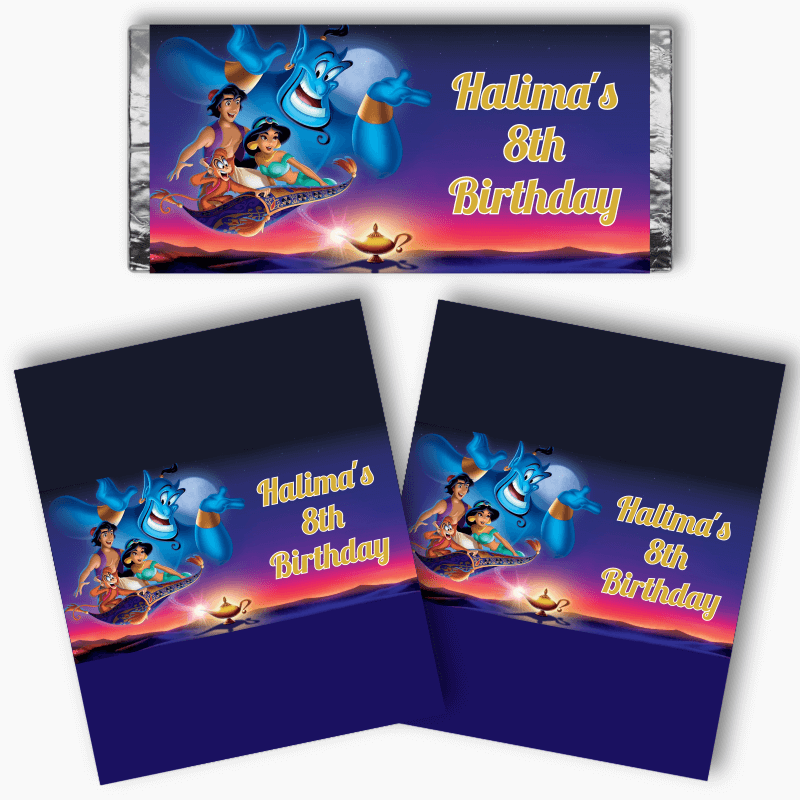 Personalised Aladdin Birthday Party Mini Chocolate Labels