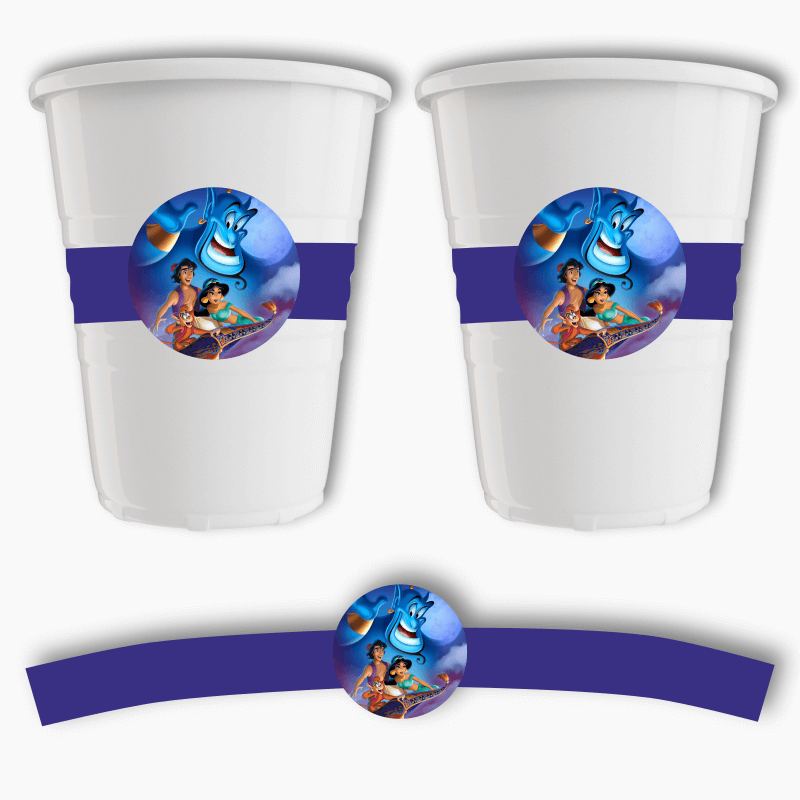 Aladdin Birthday Party Cup Stickers