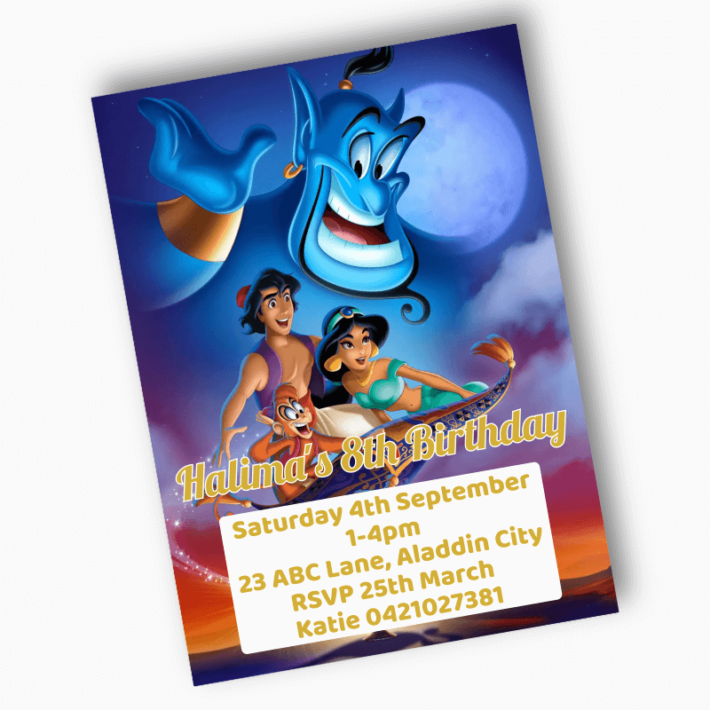 Personalised Aladdin Birthday Party Invites