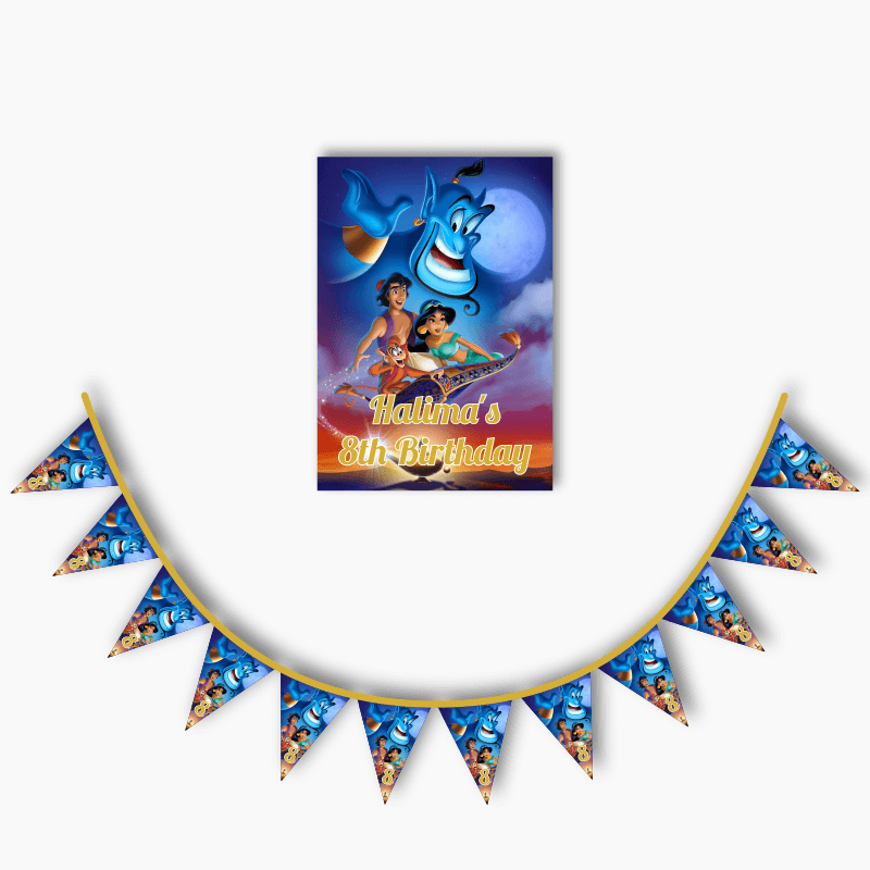 Personalised Aladdin Party Poster & Bunting Combo