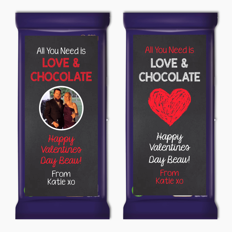 All You Need is Love Valentines Day Gift Cadbury Chocolate Labels