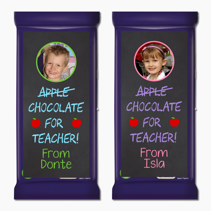 Funny Apple Teachers Gift Cadbury Chocolate Labels with Photo