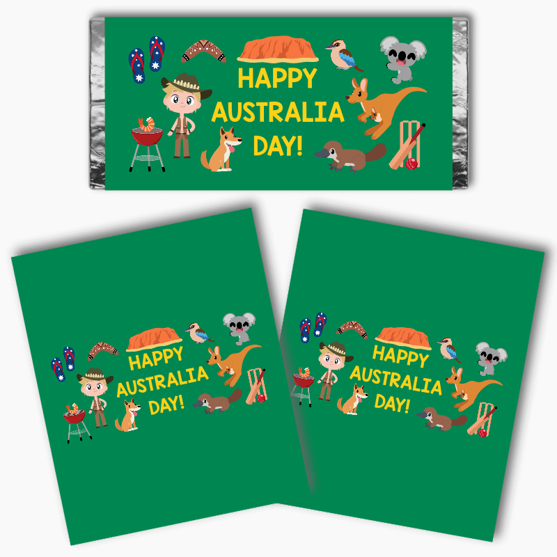 Fun Aussie Character Australia Day Mini Chocolate Wrappers
