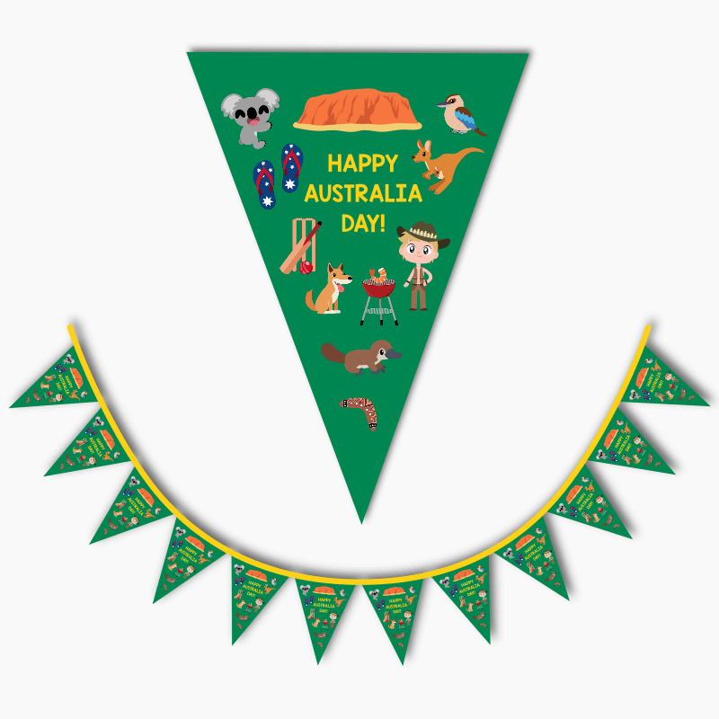 Fun Aussie Character Australia Day Party Flag Bunting