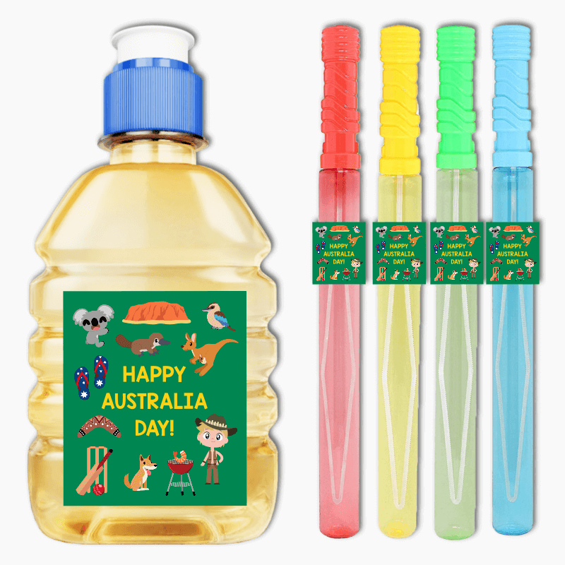 Fun Aussie Character Australia Day Rectangle Favour Stickers