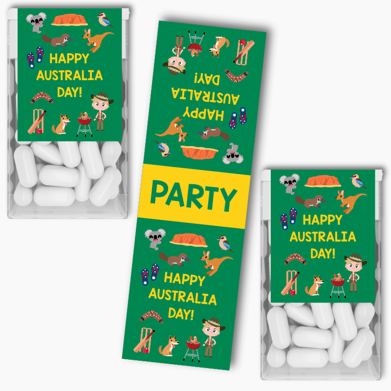 Fun Aussie Character Australia Day Tic Tac Labels