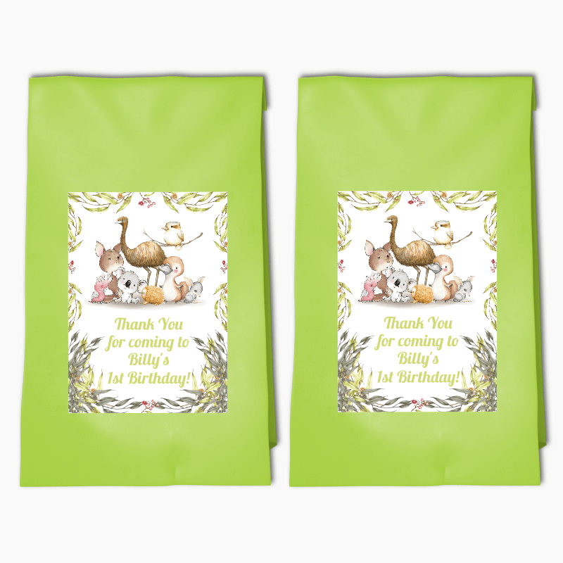 Personalised Australian Animals Birthday Party Bags & Labels