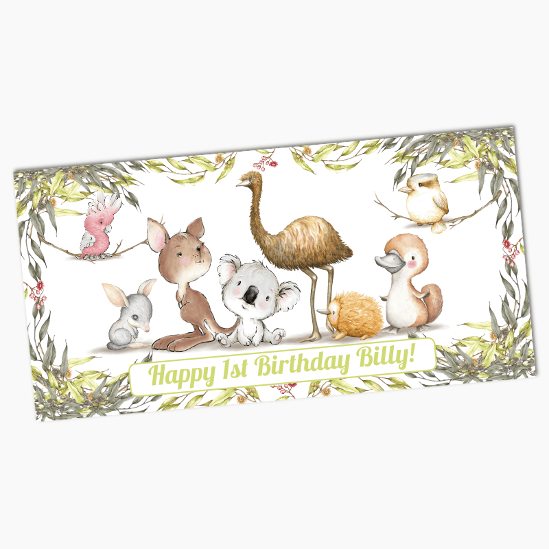 Personalised Australian Animals Birthday Party Banner