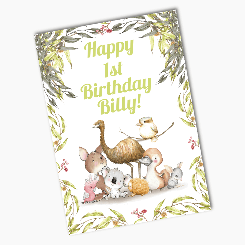 Personalised Australian Animals Birthday Party Posters