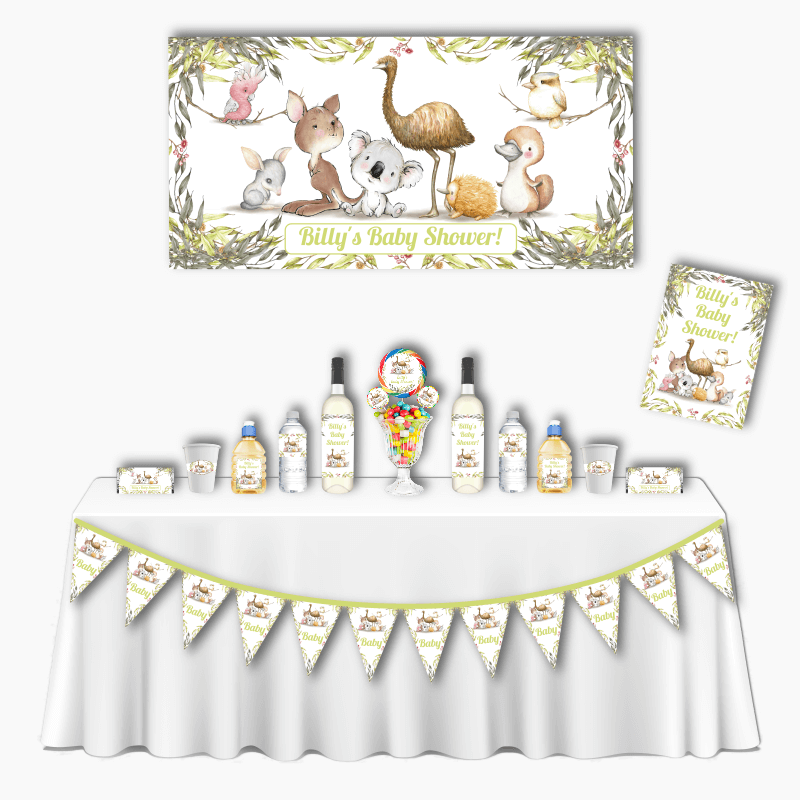 Personalised Australian Animals Deluxe Baby Shower Decorations Pack