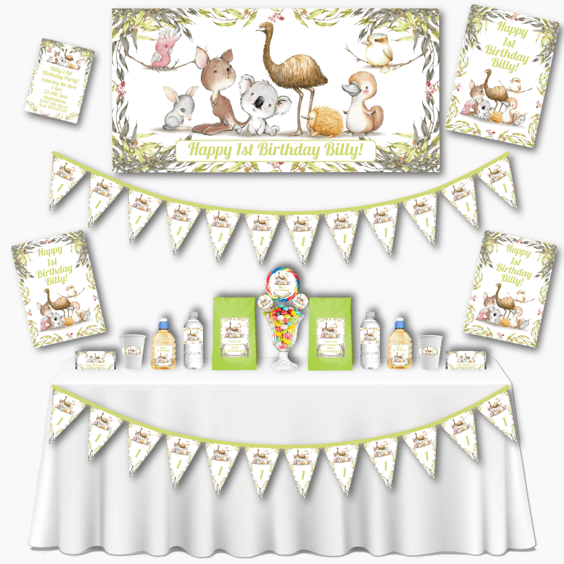 Personalised Australian Animals Grand Birthday Party Decorations Pack