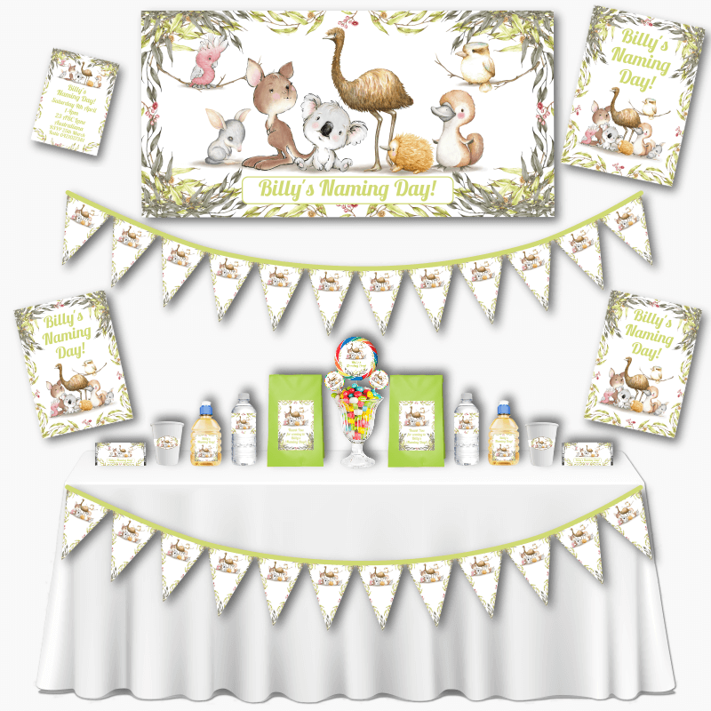 Personalised Australian Animals Grand Naming Day Decorations Pack