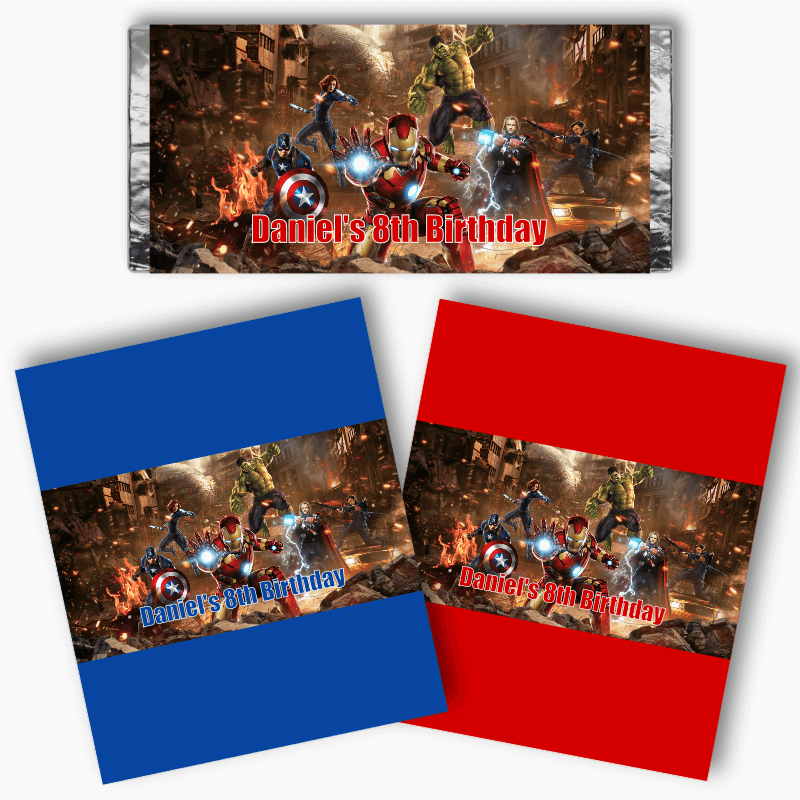 Personalised Avengers Party Mini Chocolate Labels