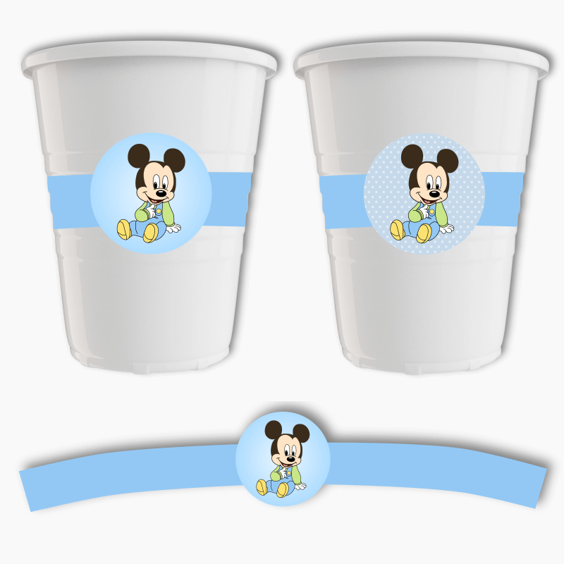 Baby Mickey Mouse Birthday Party Cup Stickers
