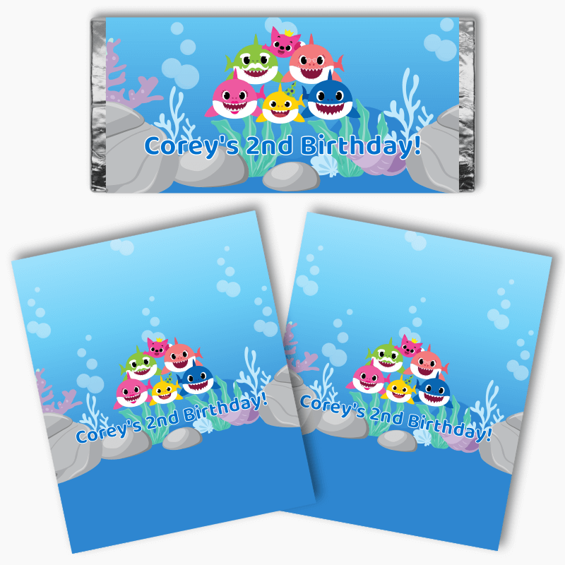 Personalised Baby Shark Birthday Party Mini Chocolate Labels