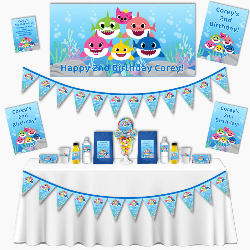 Personalised Baby Shark Birthday Grand Party Pack Decorations