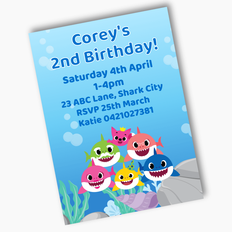 Personalised Baby Shark Birthday Party Invites