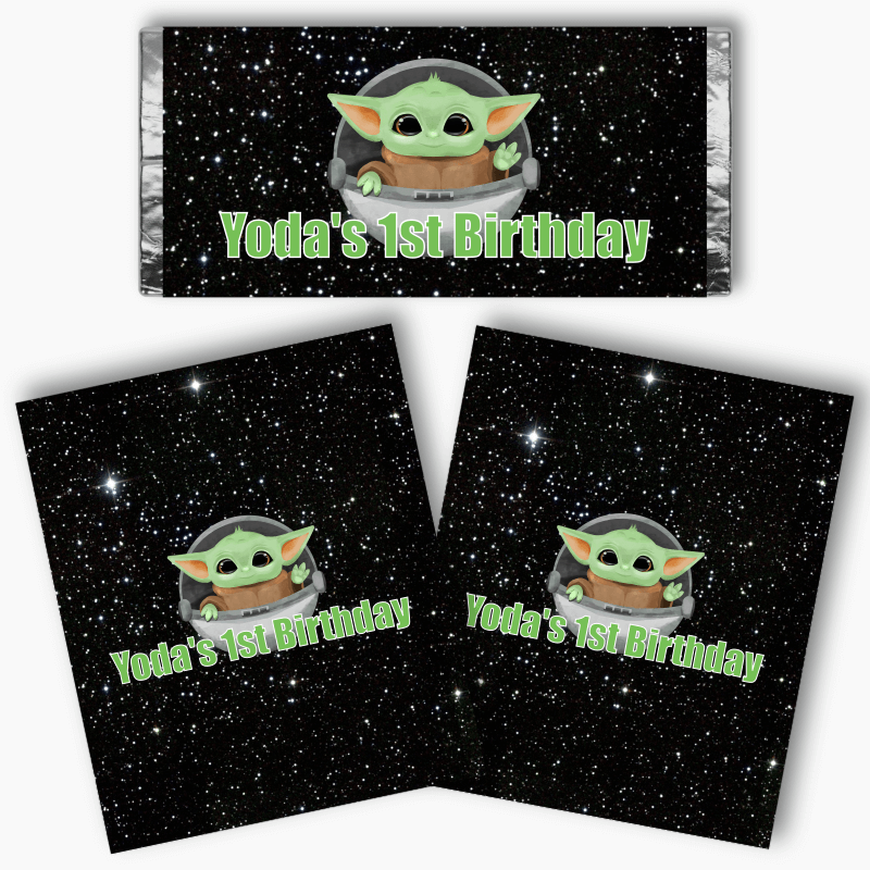 Personalised Baby Yoda Party Mini Chocolate Labels