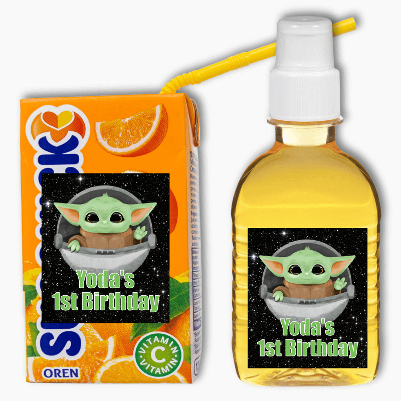 Baby Yoda Birthday Party Rectangle Favour Stickers