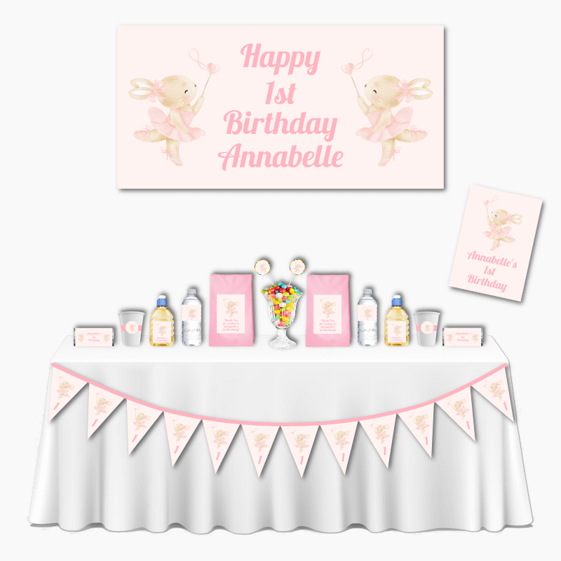 Personalised Ballet Bunny Deluxe Birthday Party Decorations Pack