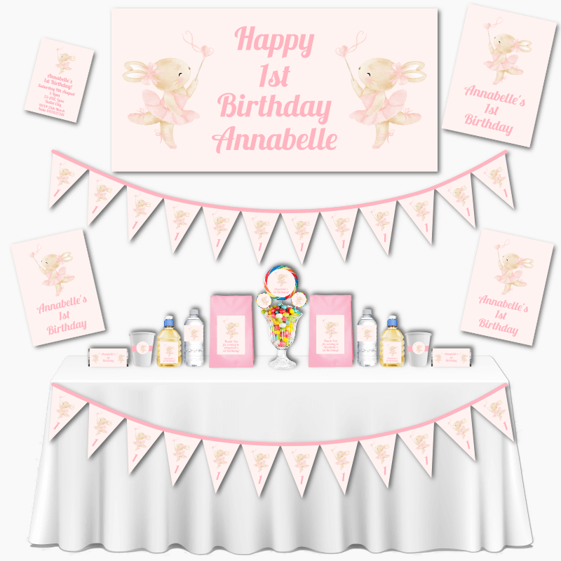 Personalised Ballet Bunny Grand Birthday Party Decorations Pack