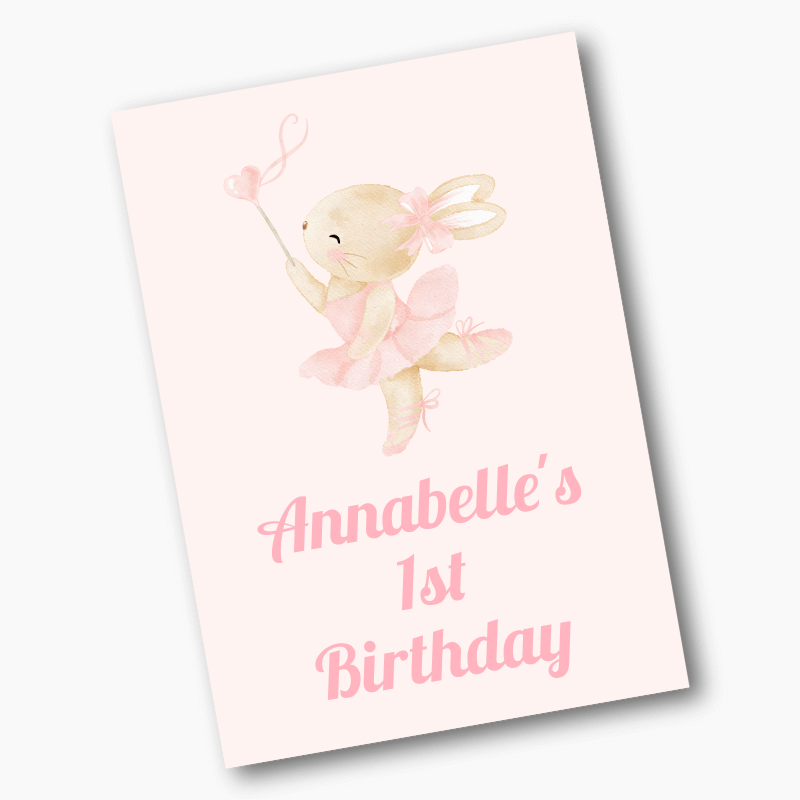 Personalised Ballet Bunny Birthday Party Posters