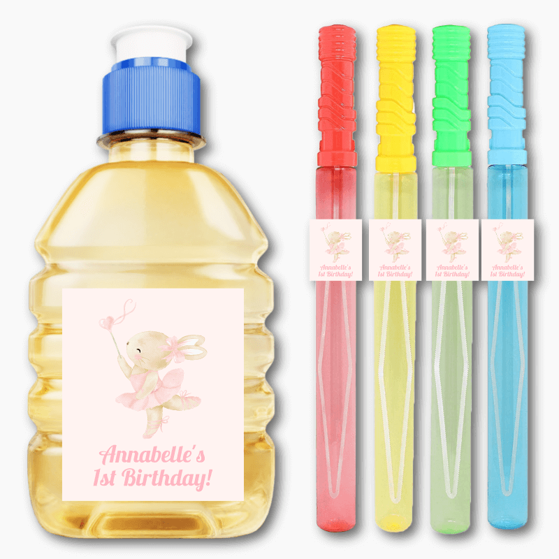 Personalised Ballet Bunny Birthday Party Rectangle Stickers