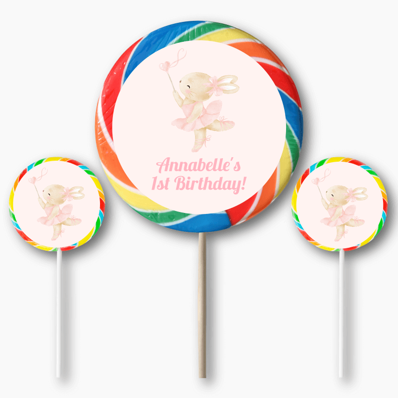 Personalised Ballet Bunny Birthday Party Round Stickers