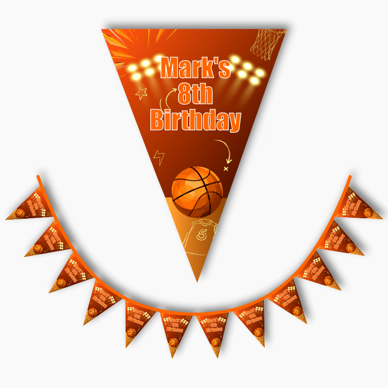 Personalised Basketball Birthday Party Flag Bunting