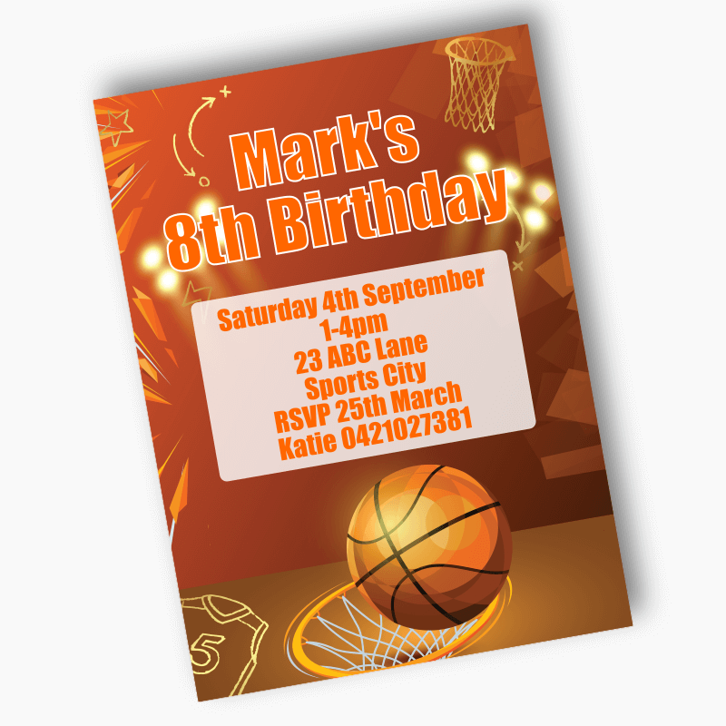 Personalised Basketball Birthday Party Invites