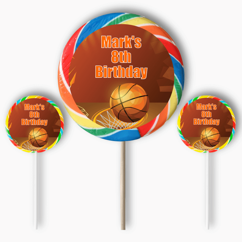 Personalised Basketball Birthday Party Round Stickers