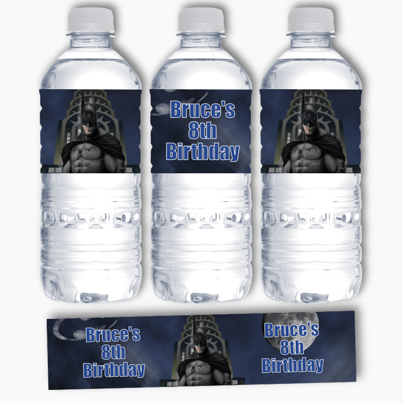 Personalised Batman Birthday Party Water Bottle Labels